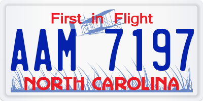 NC license plate AAM7197