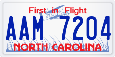 NC license plate AAM7204