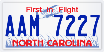 NC license plate AAM7227