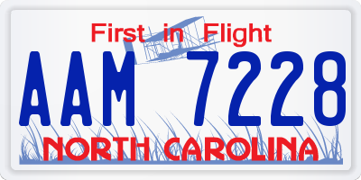 NC license plate AAM7228