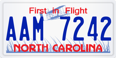 NC license plate AAM7242