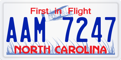 NC license plate AAM7247