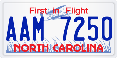 NC license plate AAM7250
