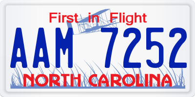 NC license plate AAM7252