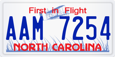 NC license plate AAM7254
