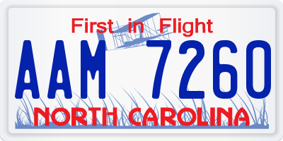 NC license plate AAM7260