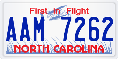 NC license plate AAM7262