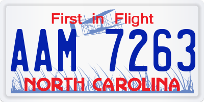 NC license plate AAM7263