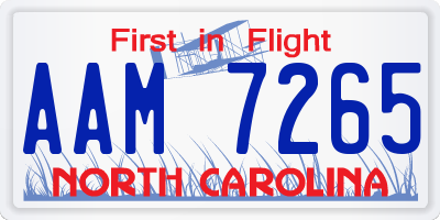 NC license plate AAM7265