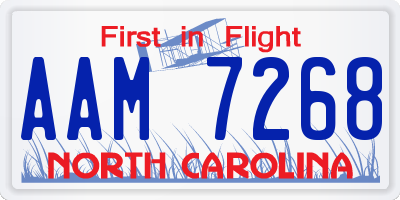 NC license plate AAM7268