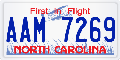 NC license plate AAM7269