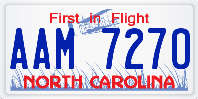 NC license plate AAM7270