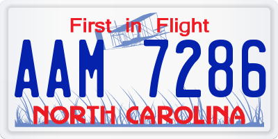NC license plate AAM7286