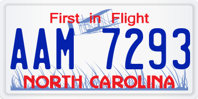 NC license plate AAM7293