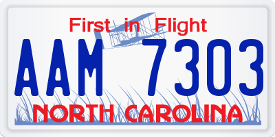 NC license plate AAM7303