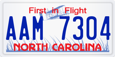 NC license plate AAM7304