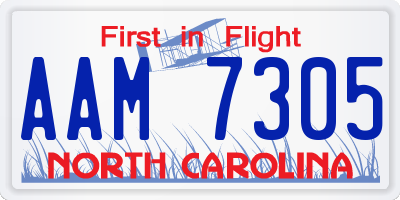 NC license plate AAM7305