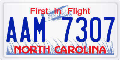NC license plate AAM7307
