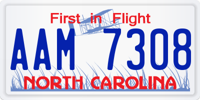 NC license plate AAM7308
