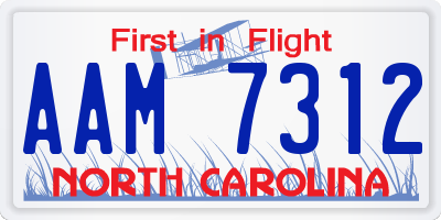 NC license plate AAM7312