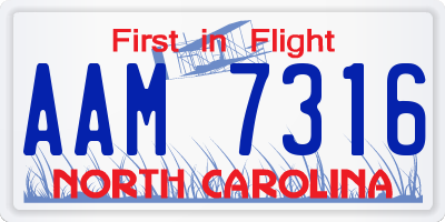 NC license plate AAM7316