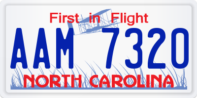 NC license plate AAM7320