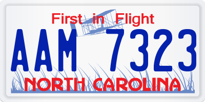 NC license plate AAM7323