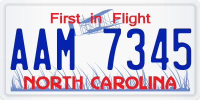 NC license plate AAM7345