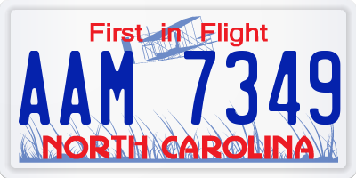 NC license plate AAM7349