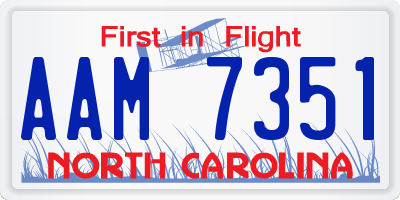 NC license plate AAM7351