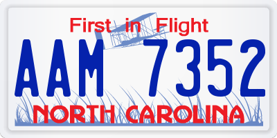NC license plate AAM7352