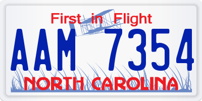 NC license plate AAM7354