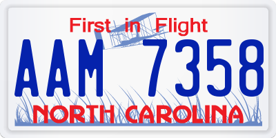 NC license plate AAM7358