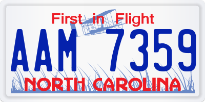NC license plate AAM7359