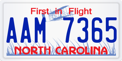 NC license plate AAM7365