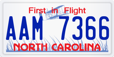 NC license plate AAM7366