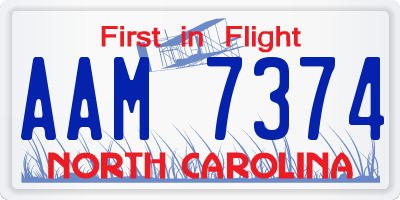 NC license plate AAM7374