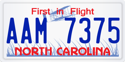 NC license plate AAM7375