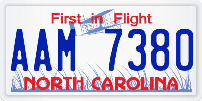 NC license plate AAM7380