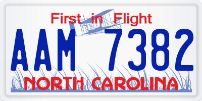 NC license plate AAM7382