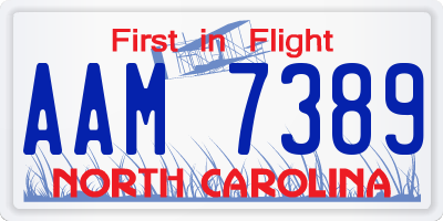 NC license plate AAM7389