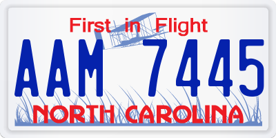 NC license plate AAM7445