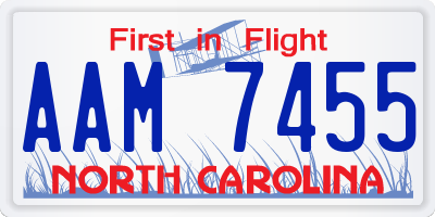 NC license plate AAM7455