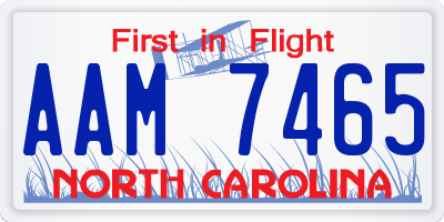 NC license plate AAM7465