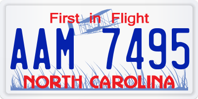 NC license plate AAM7495