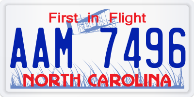 NC license plate AAM7496