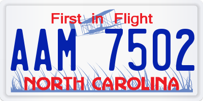 NC license plate AAM7502