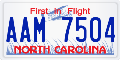 NC license plate AAM7504