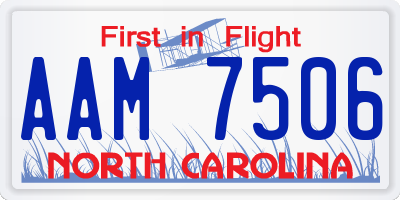 NC license plate AAM7506