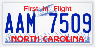 NC license plate AAM7509